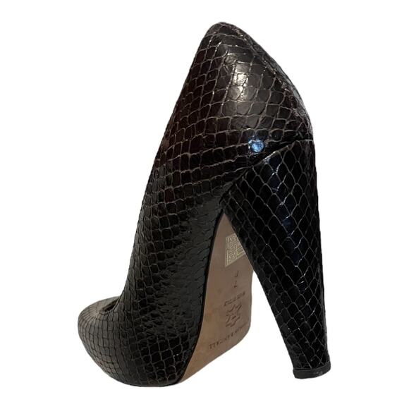 Loeffler Randall Brown Hidden Platform Snakeskin Embossed Heels Size 7B Leather - Picture 5 of 10